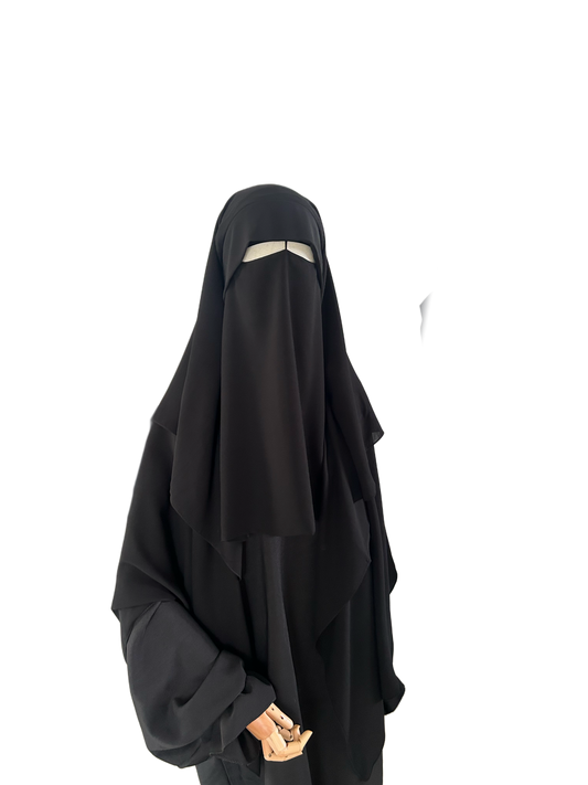 Langer Niqab 3-lagig mit Klappe